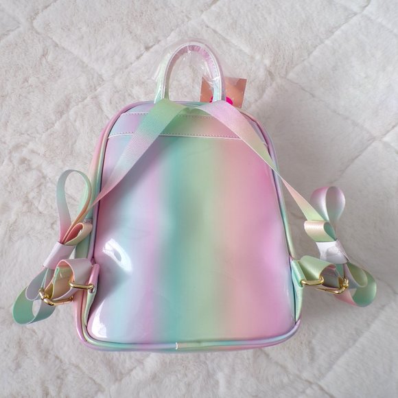 Luv Betsey Patent Logo Backpack with Front Pocket Pastel Multi-Color Rainbow main image 9